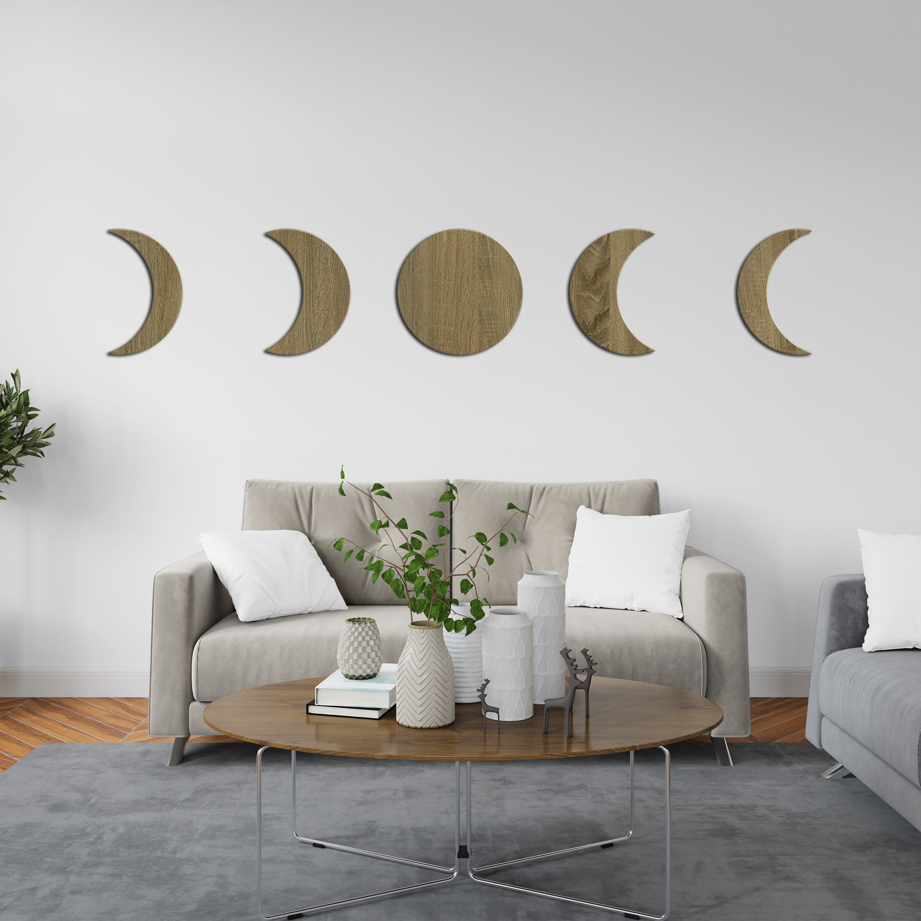 Wood Moon Wall Art Moon Phase Wall Decor Wooden Moon Wall Etsy
