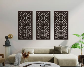 3 set of Moroccan Panel,Arabic Wall Art,Wooden Lattice,Boho Wood Wall Art 3 set,Wood Wall Decor Panel,Traditional Art,Moroccan lattice panel