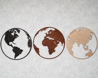 Earth Wall Art,Earth Wall Decor Wood,Earth Art Set of 3,Globe Wall Art,Map Wall Art Set,Planet Wall Art,Travel Map Wall Art,Earth Art Panels
