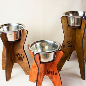 Holz Hundenapfständer, Erhöhter Hundenapfständer, Hundefutterstand, Hundefutterstation, Erhöhte Hundeschalen, Erhöhter Hundenapf, Hundenapfständer