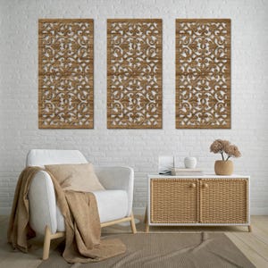 3 set of Moroccan Panel,Arabic Wall Art,Wooden Lattice,Boho Wood Wall Art 3 set,Wood Wall Decor Panel,Traditional Art,Moroccan lattice panel image 7