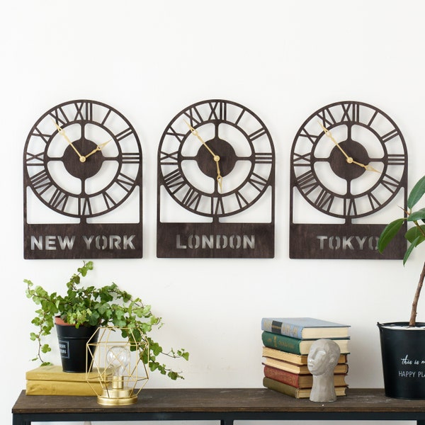 Wall clock cities, World clock set, Custom name clock, Industrial clock, International clock, World time zone, Office clock, Modern Clock