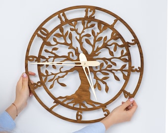 Baum des Lebens Uhr, Baum Wanduhr, Übergroße Wanduhr, Holzwanduhr, Wanduhr ohne Ton, Moderne Wanduhr, Einzigartige Wanduhr