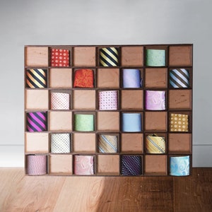 Perchero de madera para corbatas, Caja de madera para corbatas, Perchero de pared para corbatas, Exhibidor de corbatas, Organizador de corbatas, Caja para guardar corbatas, Caja organizadora de armario, Organizador de guardarropa, Estuche para corbatas