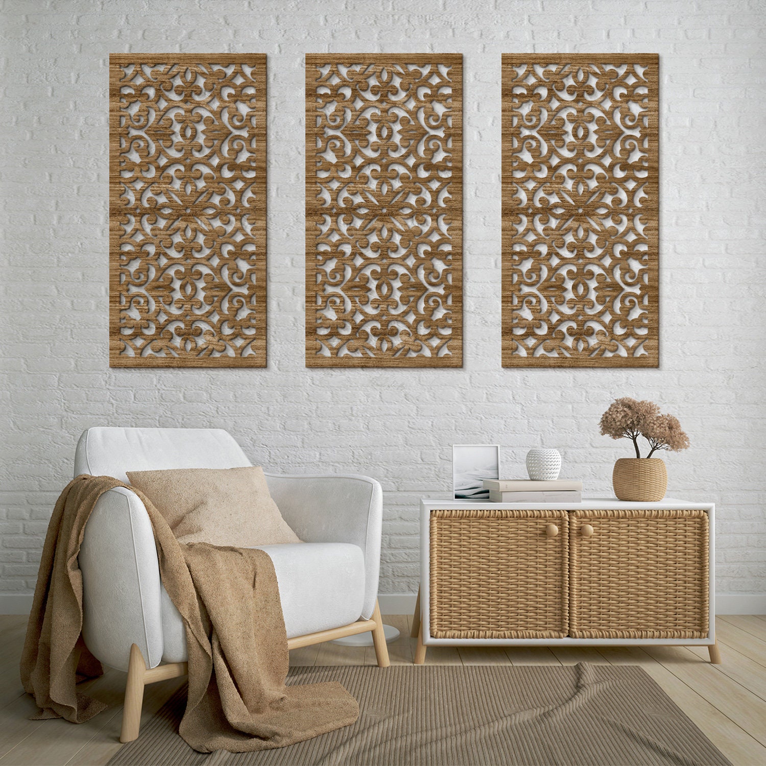 Moroccan Panel, Arabic Wall Art, Wooden Lattice, Boho Wood