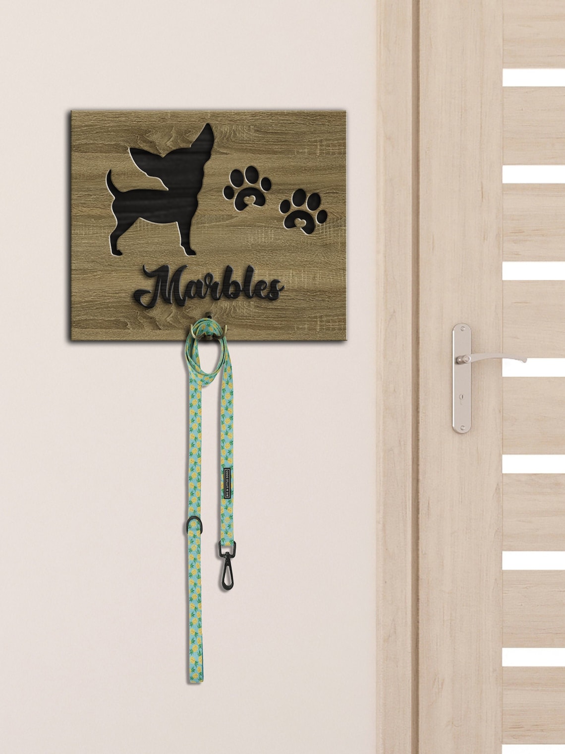 Dog Leash Holder for Wall Personalized Leash Holder Wood Dog Etsy