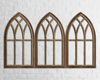 Wooden arch wall art, Cathedral window frames, Arch window wall decor, Gothic window, Church window wall decor, Window frame wall decor