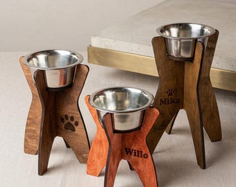 Soporte elevado para comedero de perro, comedero elevado para mascotas, soporte de madera contrachapada para comedero de perro, estación de alimentación moderna para perros, comedero de perro de altura ajustable