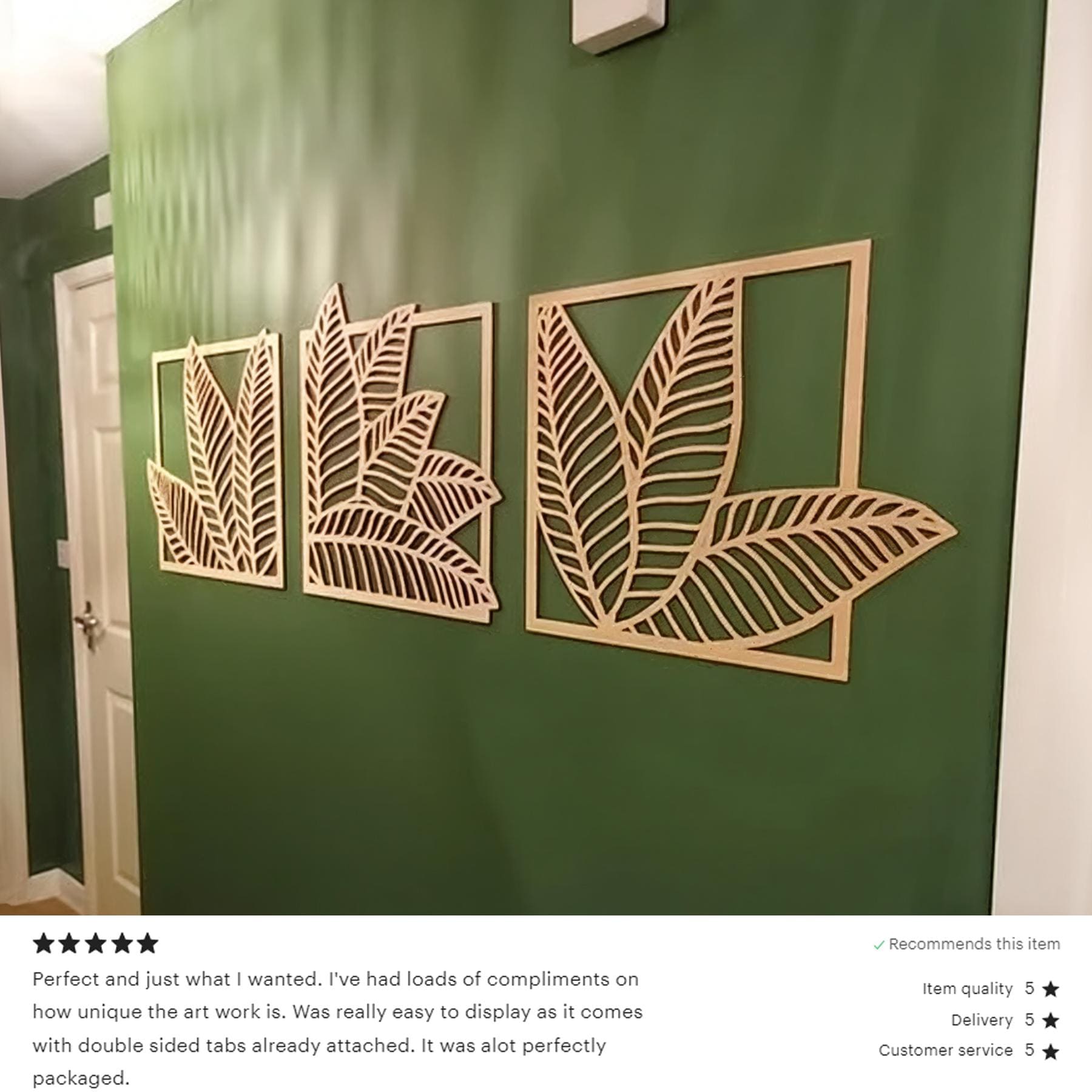 Palm leaf wall art, Leaves wall hanging, Banana leaf wall decor, Wood panel wall art, Set of 3 wall art nature, Boho leaf wall art