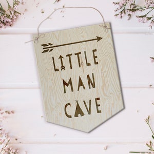 Kleine Mann Höhle Flagge, Kleine Mann Höhle Wandschild, Kleine Mann Höhle Schild mit Seil, Kleine Mann Höhle Kinderzimmer, Jungenzimmer Schilder, Spielzimmer Schild