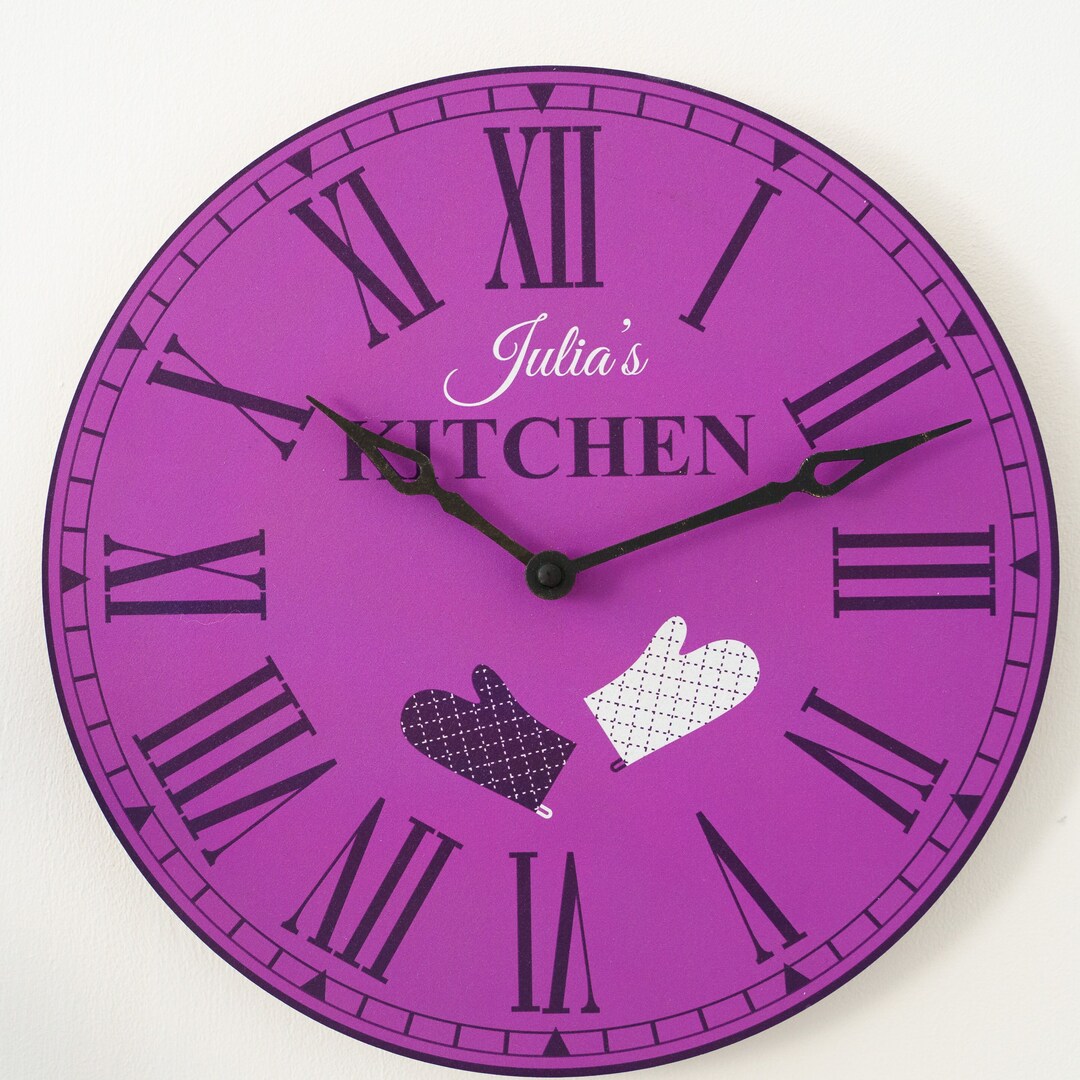 Personalized Kitchen Clock, Kitchen Wall Clock, Custom Name Clock