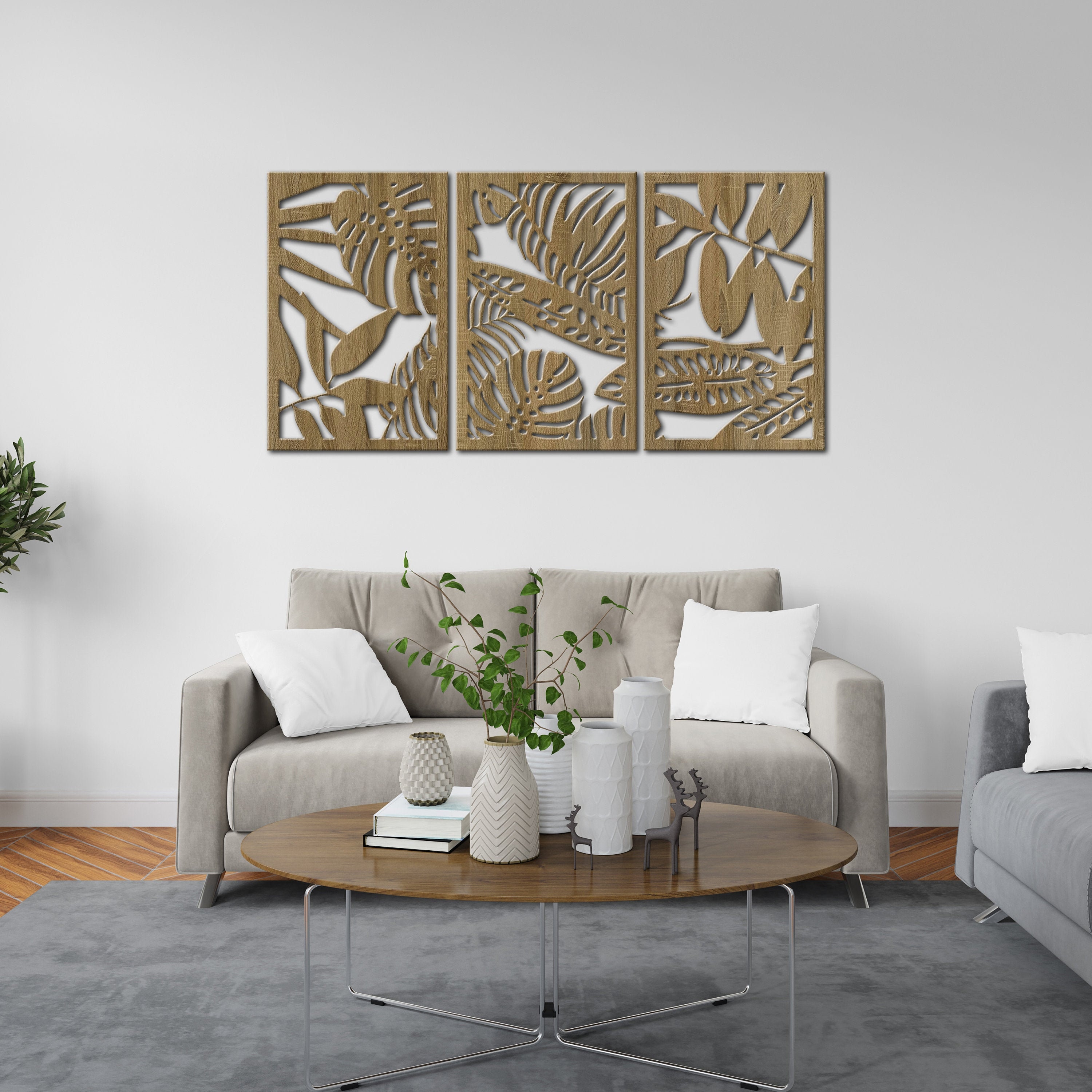 Wood Wall Art Panel, Palm Leaves Wall Art, Wood Wall Decor, Wooden Wall