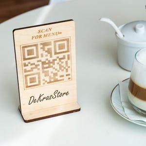 Letrero de código QR de madera, código QR de restaurante, letrero de pago, soporte de código QR, soporte de letrero de mesa, pantalla de código QR, soporte de código QR comercial