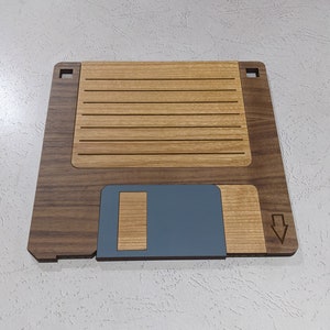 Large Woodgrain Floppy Disk Wall Art - 9&quot; Square