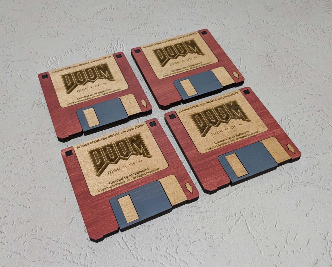 Doom Coaster Doom Floppy Disk Coasters Woodgrain Set of Four - Etsy