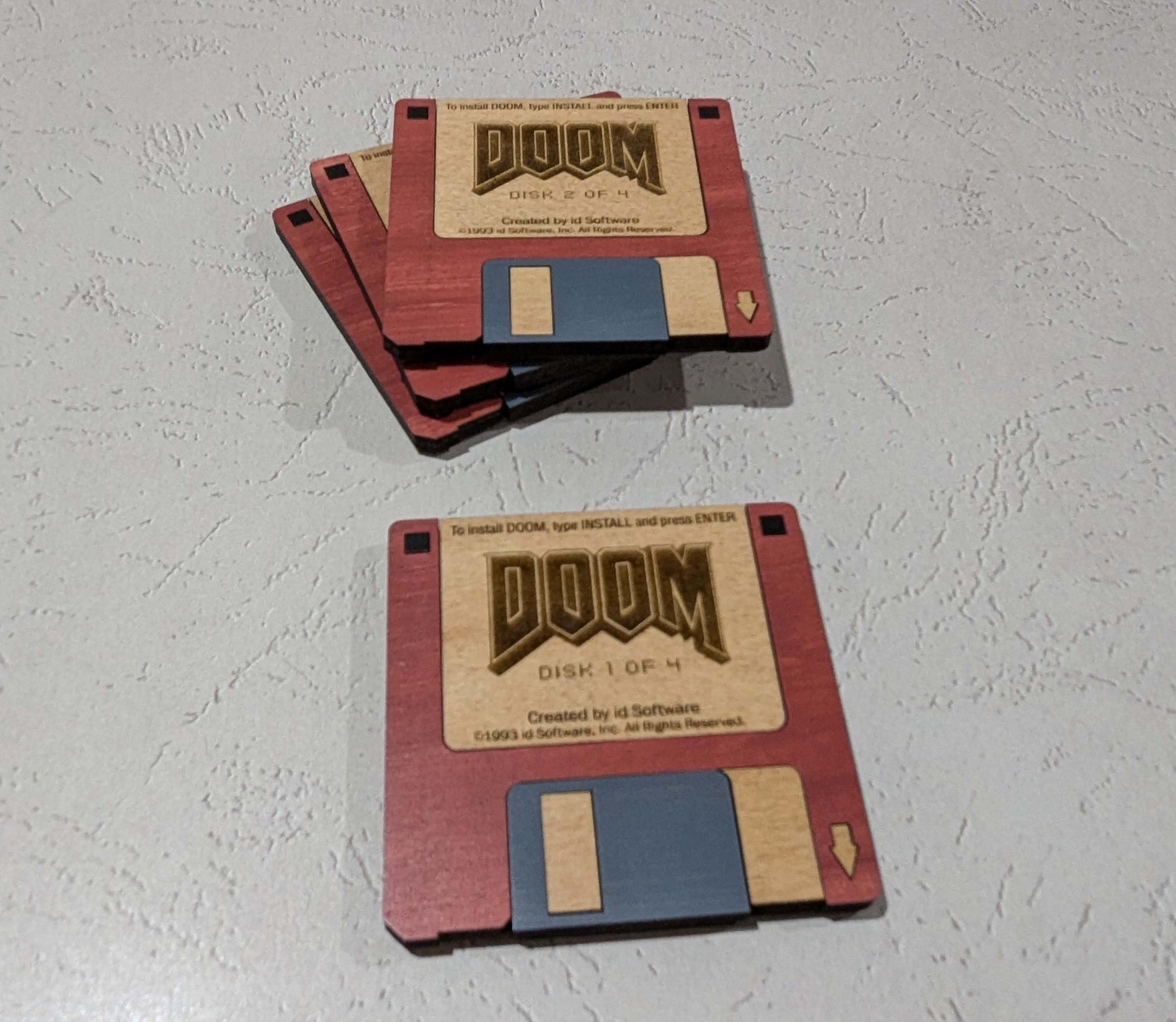 Doom Coaster Doom Floppy Disk Coasters Woodgrain Set of Four - Etsy