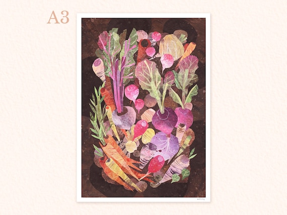 A3 Collaged vegetables art print