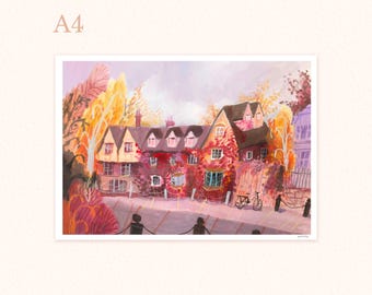 A4 Painted autumn scene print