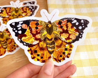 Painted Lady Butterfly Sticker, Cute Collaged Sticker