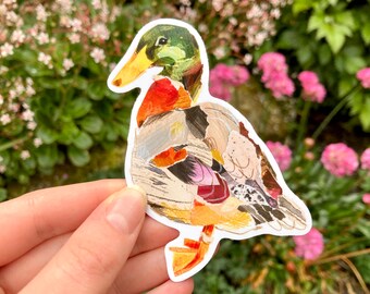 Duck Collage Sticker, Vinyl Sticker, Cute Duck Die Cut Sticker
