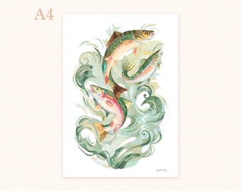A4 Collaged fish print