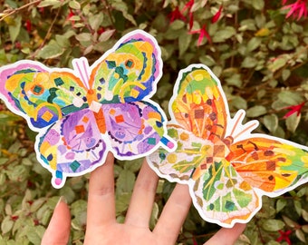 Butterfly Sticker Set, Collaged Butterfly Stickers, Cute Die Cut Stickers
