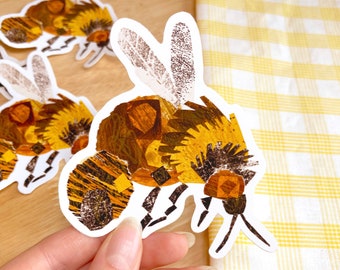 Bee Sticker, Cute Collaged Bee Sticker