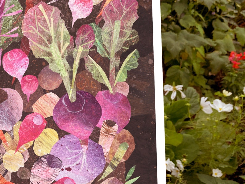 A4 Collaged vegetables art print image 4