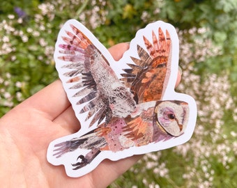 Collaged Owl Vinyl Sticker
