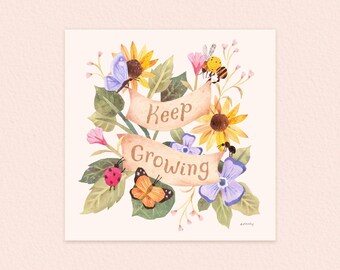 Keep growing print, Square collaged print