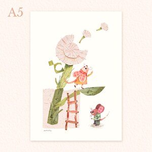 A5 Cute Mice Print, Mice Illustration, Cute Mice Painting bild 1
