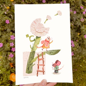 A5 Cute Mice Print, Mice Illustration, Cute Mice Painting bild 3