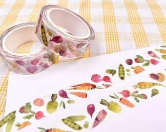 Collaged vegetables washi tape, Cute veg washi tape