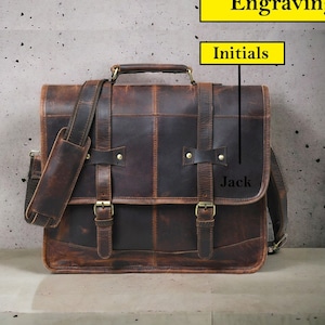 Bolso bandolera de cuero, bolso para portátil personalizado, bolso de hombro, regalo para hombre, bolso de oficina, maletín de trabajo, cartera grande, regalo para el día del padre