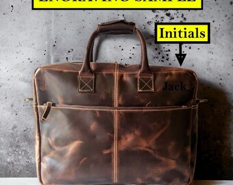 Leather messenger bag Personalized  laptop bag shoulder bag gift for men office bag work briefcase Large Satchel Groomsman gifts
