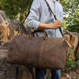 Leather Duffle Bag, Handmade Leather Weekender, Gym Bag, Vacation Duffel Bag, Travel Bag, Overnight Bag Leather Holdall Christmas gifts