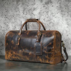 Leather Duffle Bag, Handmade Leather Weekender, Gym Bag, Vacation Duffel Bag, Travel Bag, Overnight Bag Leather Holdall groomsmen gifts
