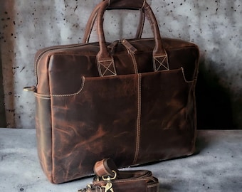 Leather messenger bag Personalized  laptop bag shoulder bag gift for men office bag work briefcase Large Satchel Groomsman gifts