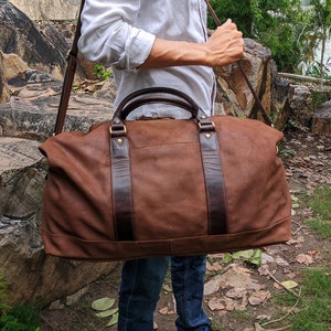 Leather Duffle Bag, Handmade Leather Weekender, Gym Bag, Vacation Duffel Bag, Travel Bag, Overnight Bag Leather Holdall groomsmen gifts