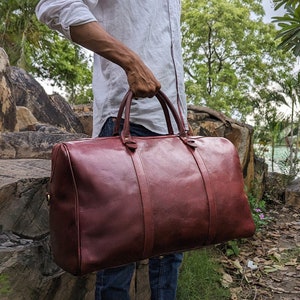 Leather Duffle Bag, Handmade Leather Weekender, Gym Bag, Vacation Duffel Bag, Travel Bag, Overnight Bag Leather Holdall Christmas gifts