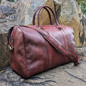 Leather Duffle Bag, Handmade Leather Weekender, Gym Bag, Vacation Duffel Bag, Travel Bag, Overnight Bag Leather Holdall Christmas gifts