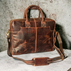 Bolso bandolera de cuero, bolso para portátil personalizado, bolso de hombro, regalo para hombre, bolso de oficina, maletín de trabajo, cartera grande, regalo para el día del padre