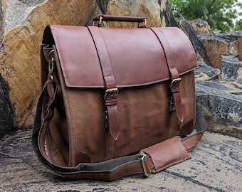 Genuine leather messenger bag college bag laptop bag shoulder bag for women gift for men office bag work briefcase Gift