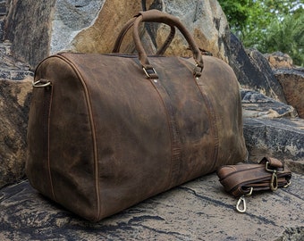 Leather Duffle Bag, Handmade Leather Weekender, Gym Bag, Vacation Duffel Bag, Travel Bag, Overnight Bag, Leather Holdall