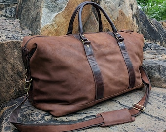 Leather Duffle Bag, Handmade Leather Weekender, Gym Bag, Vacation Duffel Bag, Travel Bag, Overnight Bag, Leather Holdall