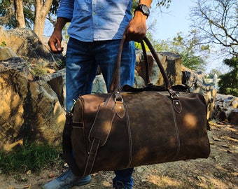 Leather Duffle Bag, Handmade Leather Weekender, Gym Bag, Vacation Duffel Bag, Travel Bag, Overnight Bag, Leather Holdall