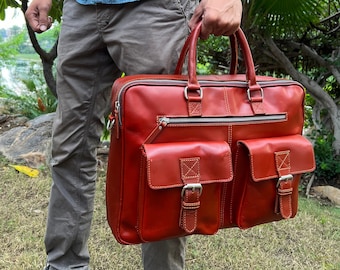 Leather messenger bag Personalized  laptop bag shoulder bag gift for men office bag work briefcase Large Satchel Groomsman gifts