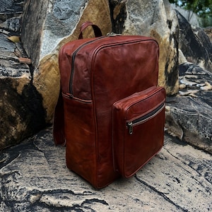 Leather Backpack, Personalized Travel Backpack Rucksack, Brown Leather Roll Top Backpack, Laptop Bag, Unisex Bag Christmas gifts