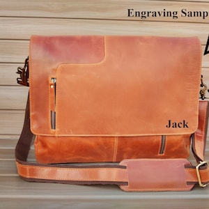 Genuine leather messenger bag college bag laptop bag shoulder bag gift for men office bag work briefcase Large Satchel for Gift