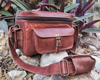 Leather Camera Bag, Personalised DSLR Camera Bag, Camera Satchel Bag, Vintage Shoulder Bag For Nikon, Canon, Sony  mothers day gifts